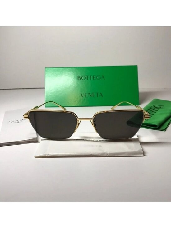 New Authentic Bottega Veneta Gold and Gray Sunglasses BV1107S 004 main image 10